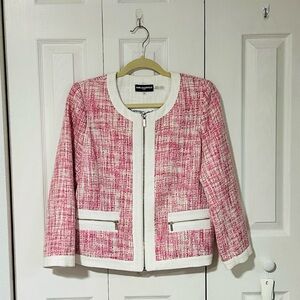 Karl Lagerfeld Pink and White Tweed Blazer